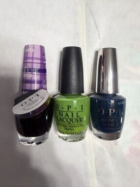 OPI Trio: Lime Green, Deep Blue & Plum Nail Polish Set